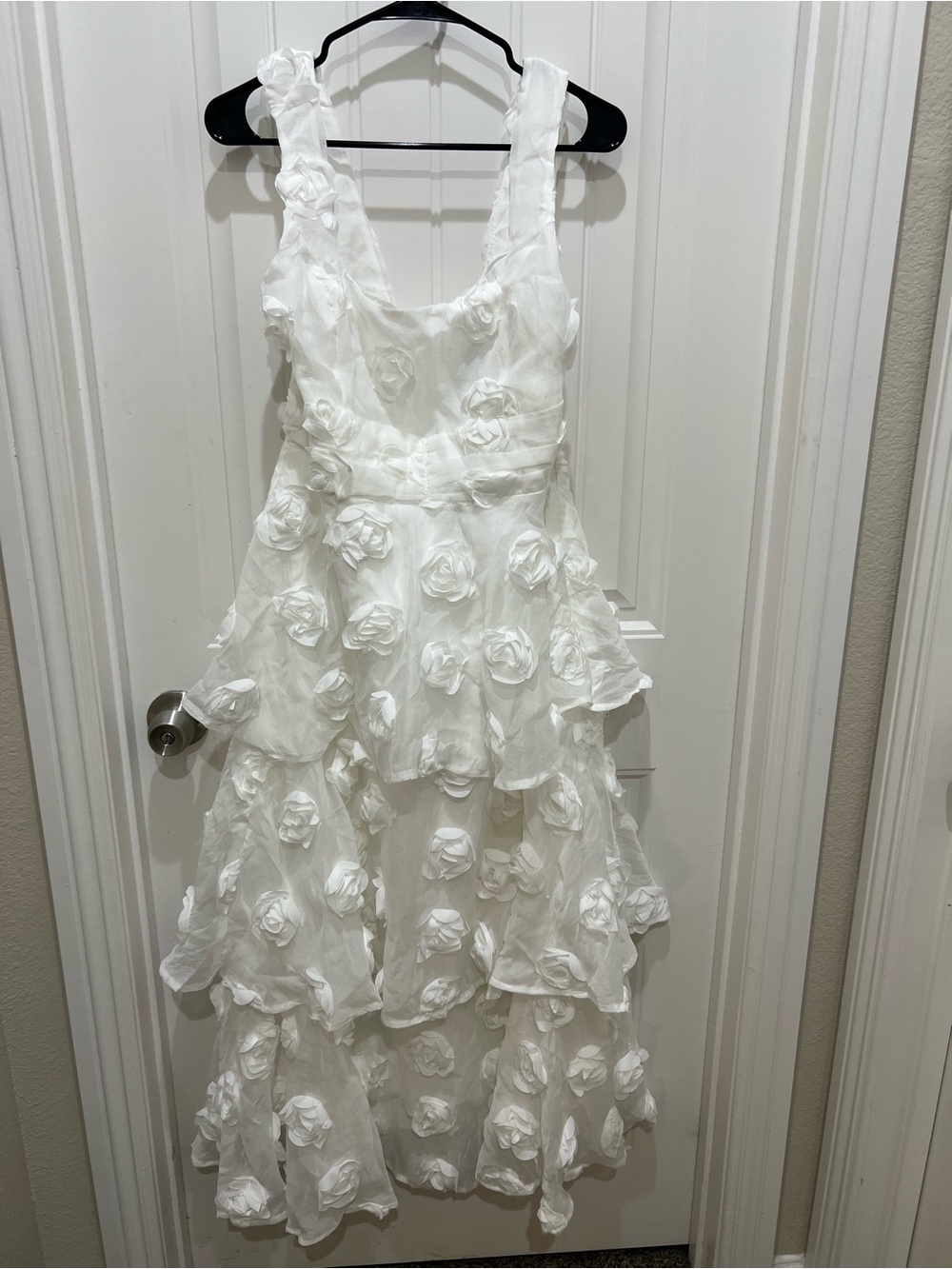 Lulu's White Rosette Tiered Maxi Dress